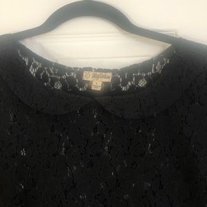 Black Lace Peter Pan collar cropped shirt